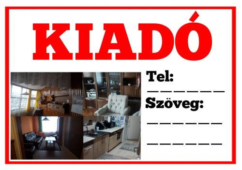 Kiadó tábla szerkeszthető (4 db. képpel) 001